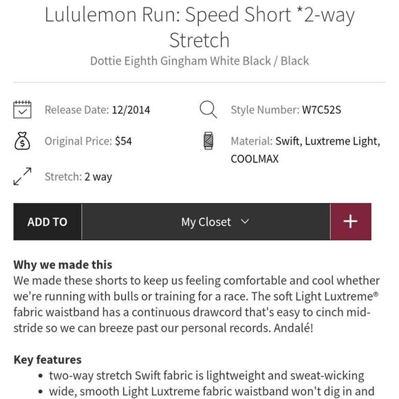 Rare Lululemon Run Speed Short Dottie Eighth Gingham white black size 10 - Picture 11 of 12